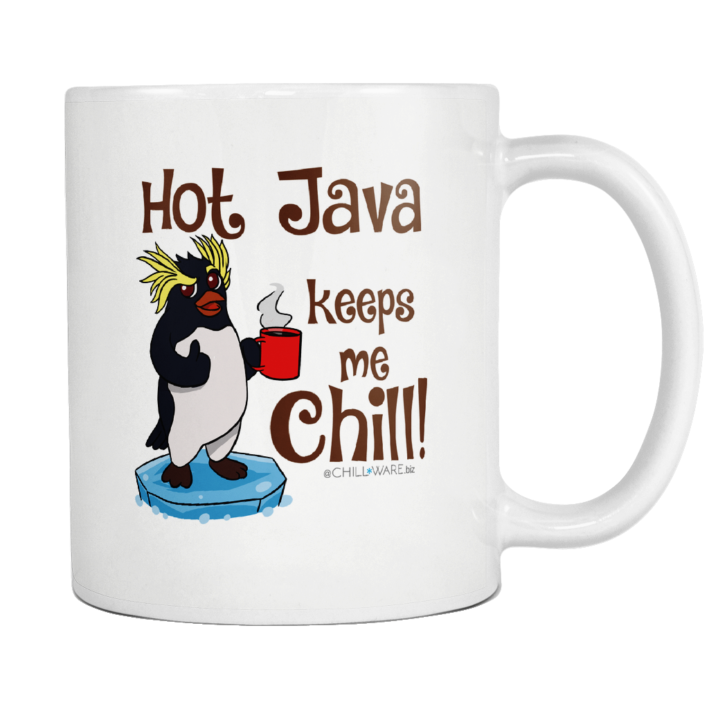 Coffee Mug w/ Sage Penguins -'Hot Java Keeps Me Chill!'