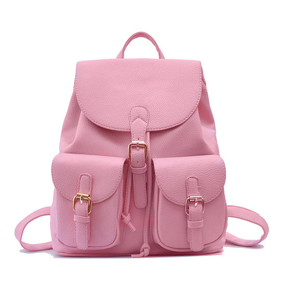 Women's Leather Schoolbag Backpack