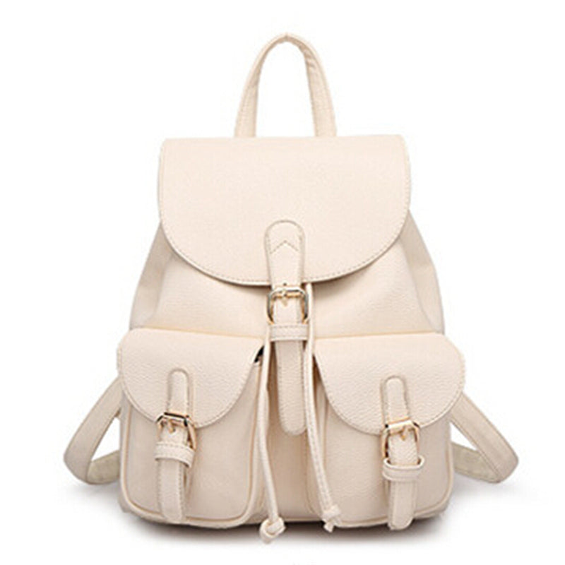 Women's Leather Schoolbag Backpack