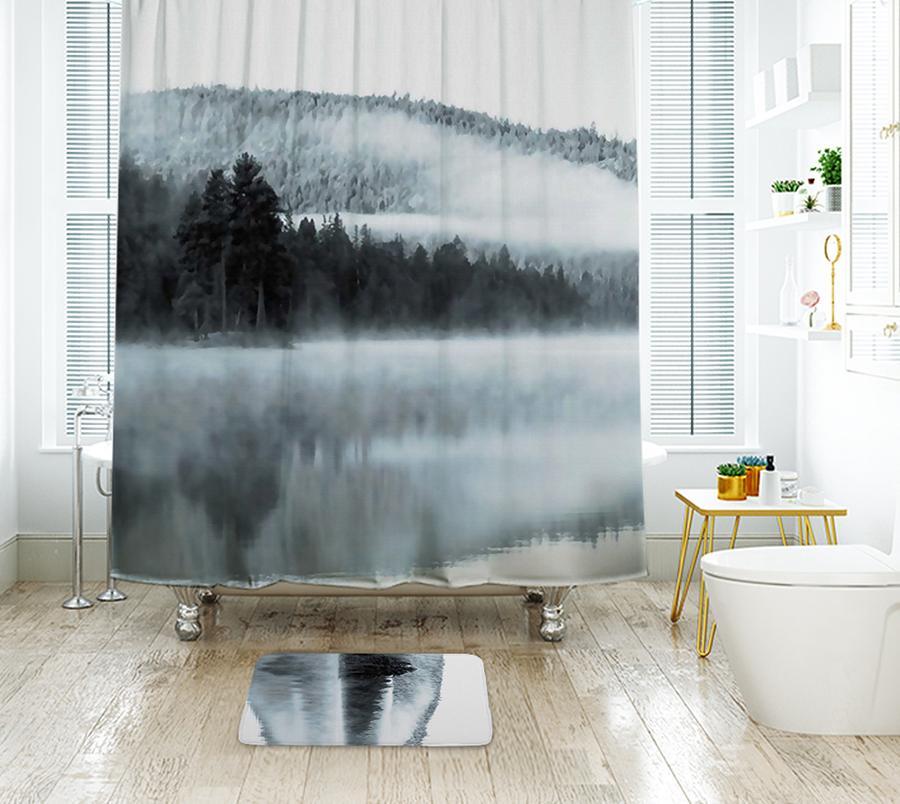 Landscape Painting Shower Curtain Waterproof Polyester Fabric