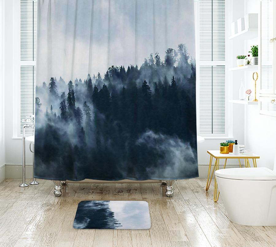Landscape Painting Shower Curtain Waterproof Polyester Fabric