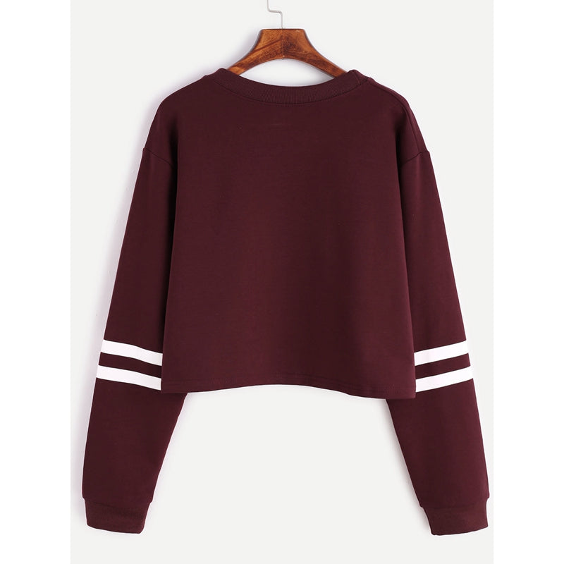 Women's Long Sleeve Cropped Waist Sweatshirt, Printed 'First I Need Coffee'