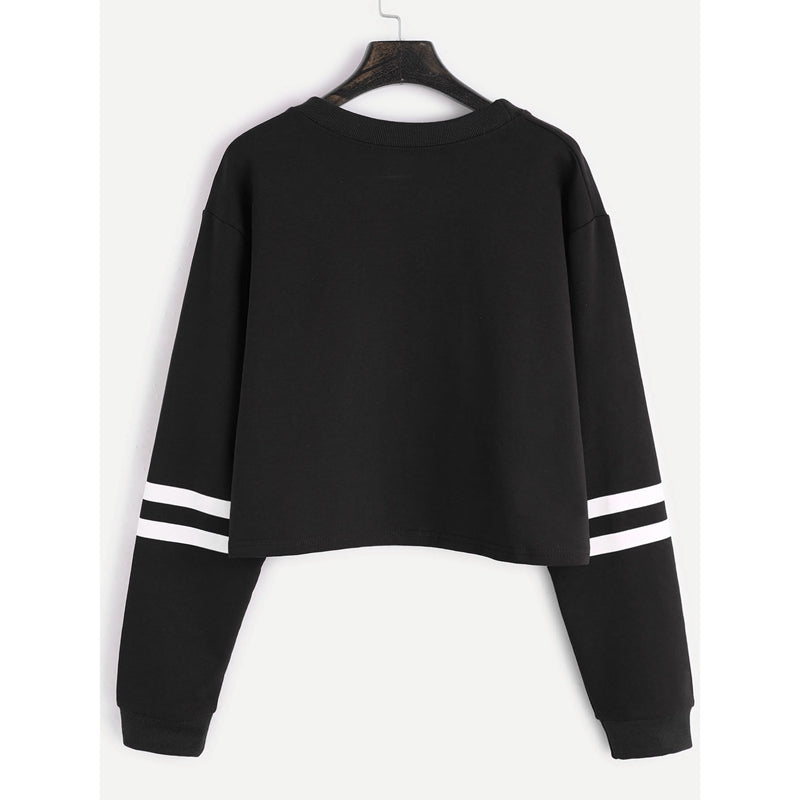 Women's Long Sleeve Cropped Waist Sweatshirt, Printed 'First I Need Coffee'