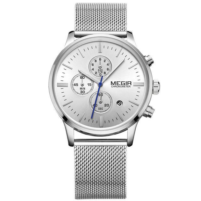 Men's Analog Quartz Watch with Calendar Chronograph, Stainless Steel Band, 3ATM