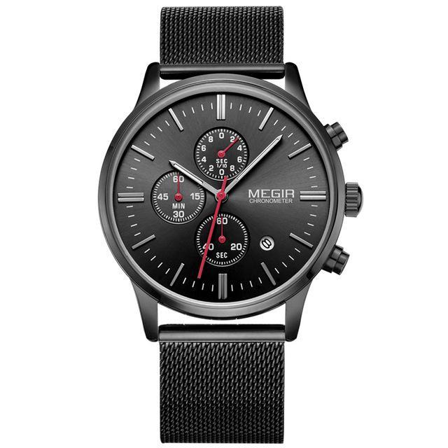 Men's Analog Quartz Watch with Calendar Chronograph, Stainless Steel Band, 3ATM