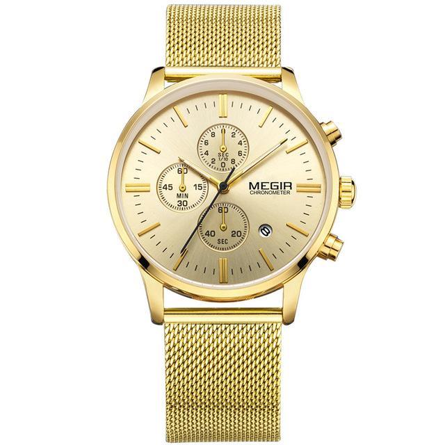 Men's Analog Quartz Watch with Calendar Chronograph, Stainless Steel Band, 3ATM