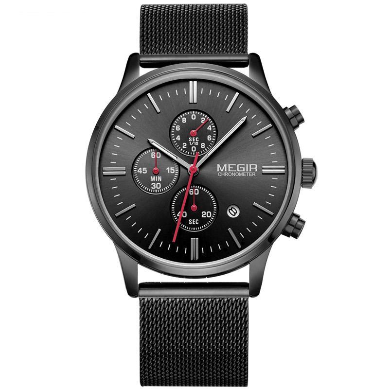 Men's Analog Quartz Watch with Calendar Chronograph, Stainless Steel Band, 3ATM