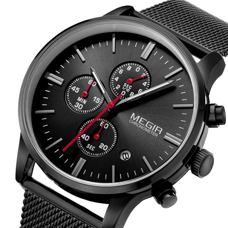 Men's Analog Quartz Watch with Calendar Chronograph, Stainless Steel Band, 3ATM