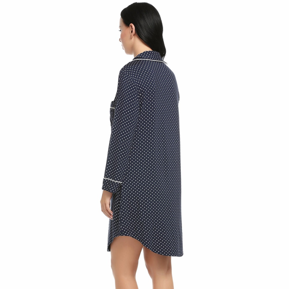 Women's V-Neck Button Sleep Shirt