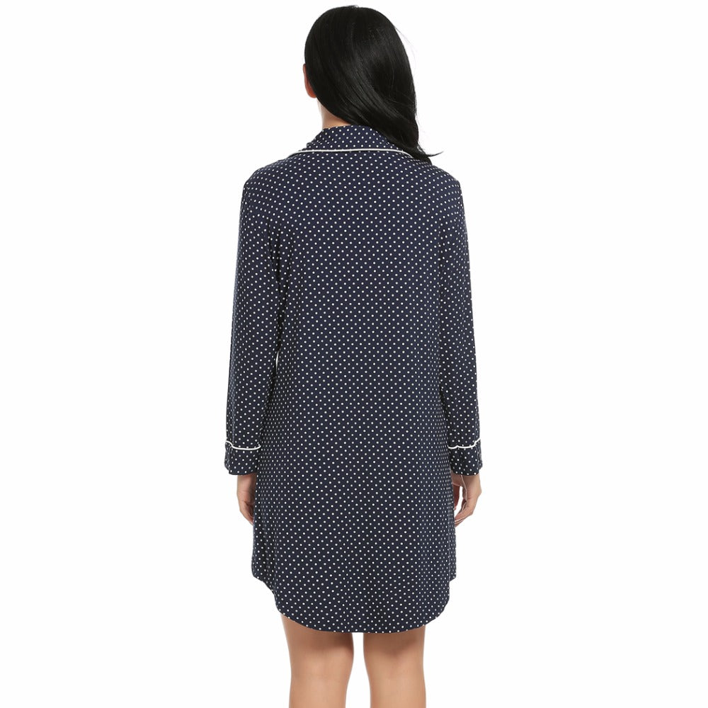 Women's V-Neck Button Sleep Shirt