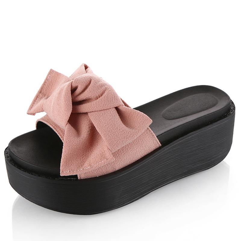 Women's Big Bowtie Platform Beach Sandals