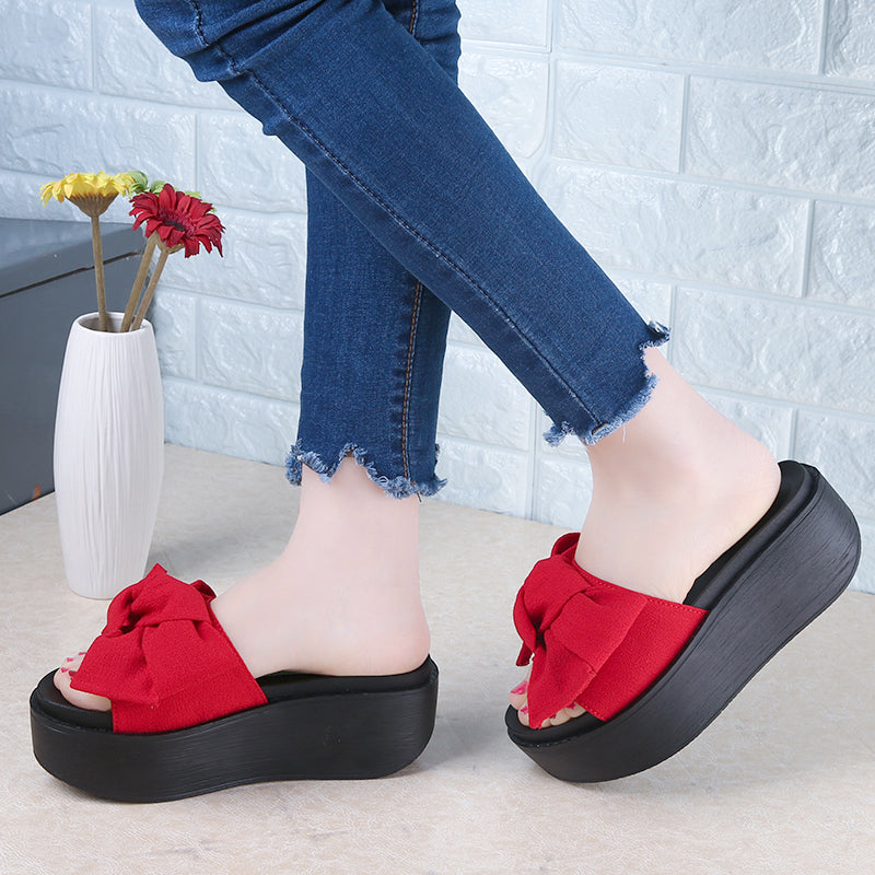 Women's Big Bowtie Platform Beach Sandals