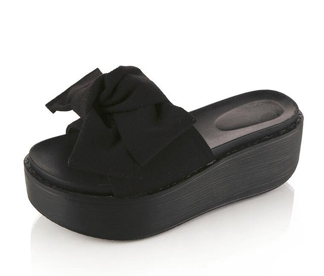 Women's Big Bowtie Platform Beach Sandals