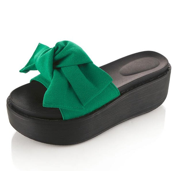 Women's Big Bowtie Platform Beach Sandals