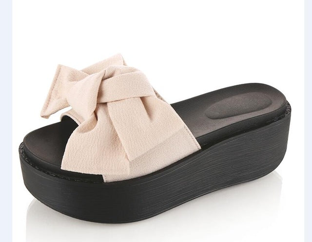 Women's Big Bowtie Platform Beach Sandals