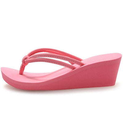 Women's Leather Strap Rubber Sole Platform Sandals