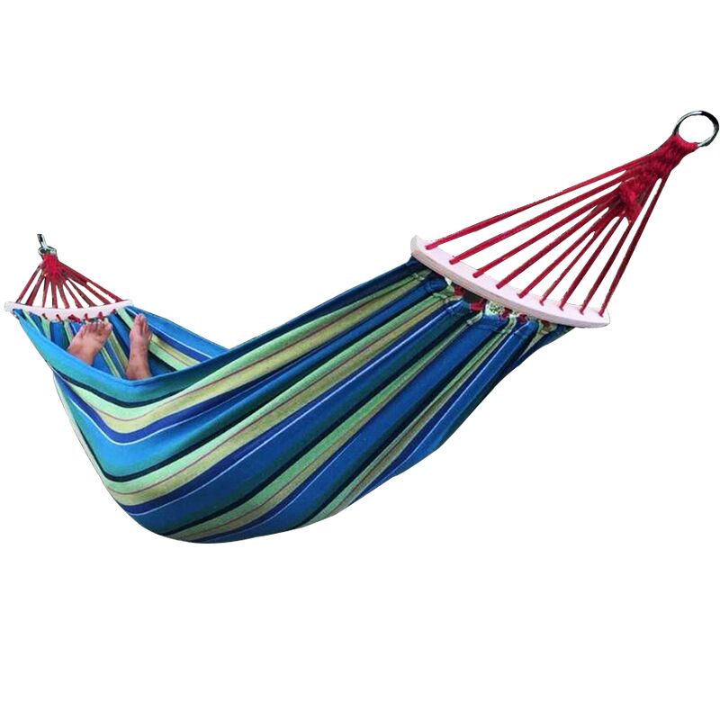 Two Person Canvas Hammock with Wooden Stabilizer