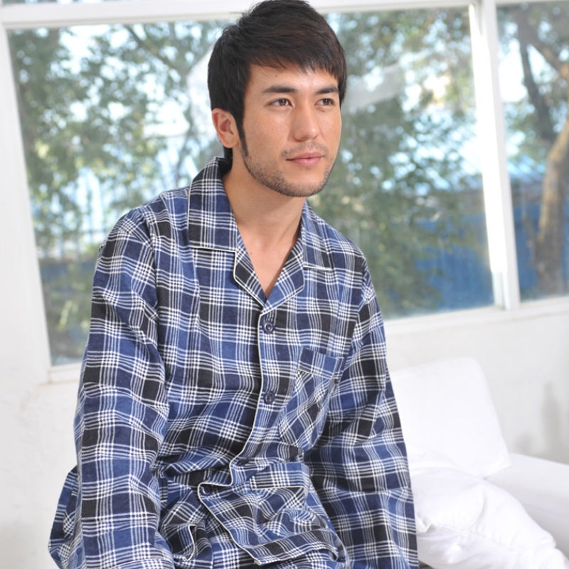 Mens Cotton Plaid Sleepwear