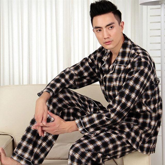 Mens Cotton Plaid Sleepwear