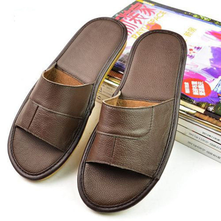 Full Leather Men's Home Zapatos Slippers