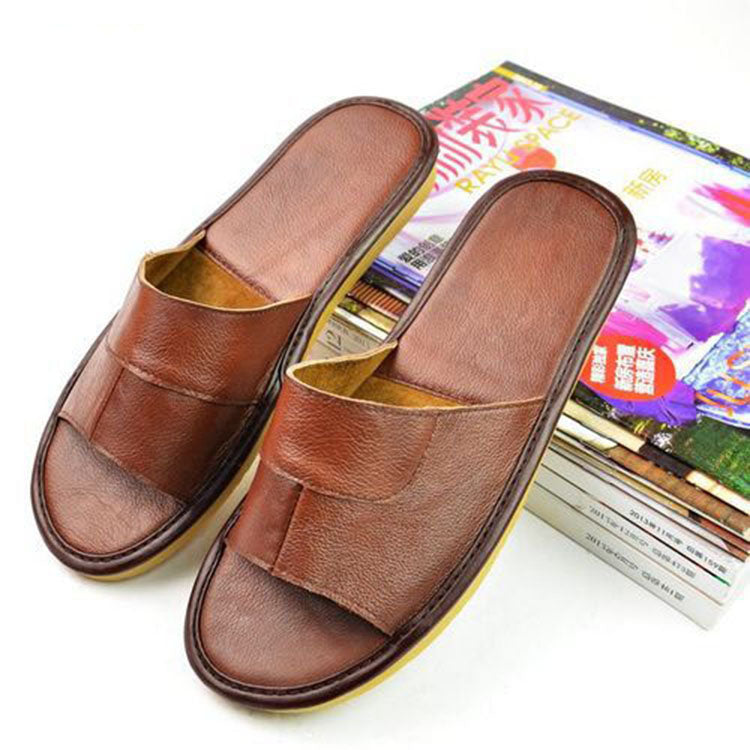 Full Leather Men's Home Zapatos Slippers