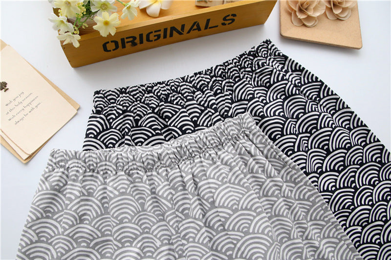 Japanese Wave Pattern Summer Kimono Pajamas Set