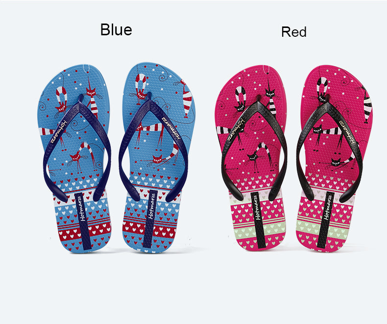 Crazy Cat, Butterfly Print Ladies' Flip Flop Sandals
