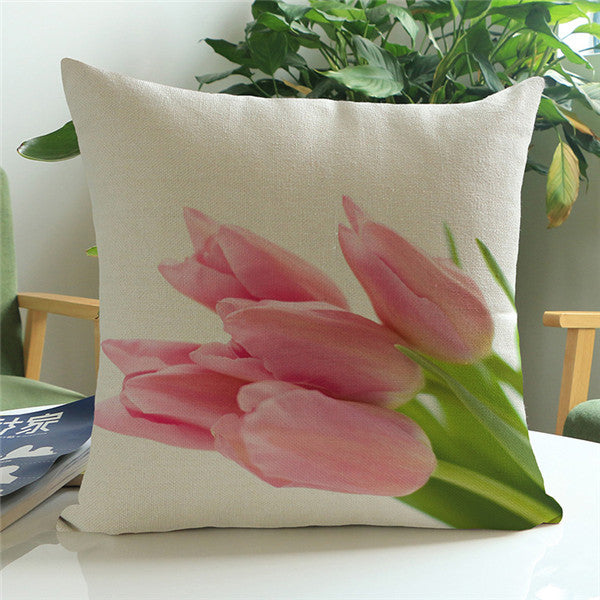 Printed Linen Tulip Cushion Covers