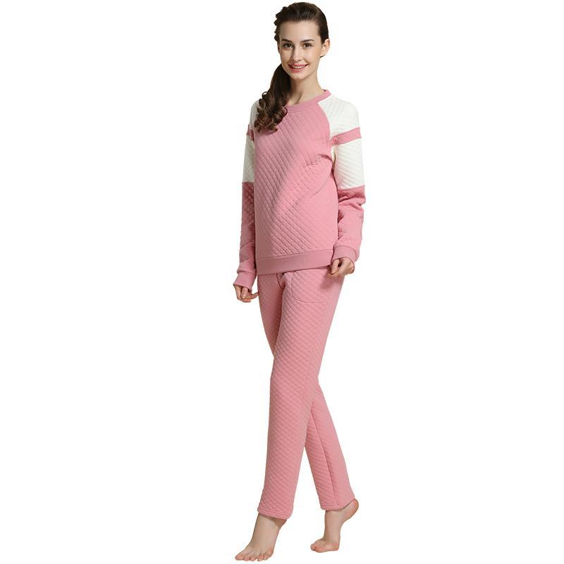 Round Neck Thick Couple Home Sleepwear Soild Pajamas