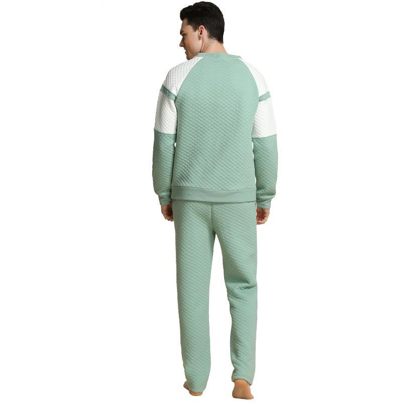 Round Neck Thick Couple Home Sleepwear Soild Pajamas