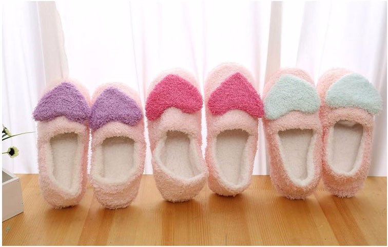 Ladies' Terry Cloth Hearts Plush Fur Booties for Home