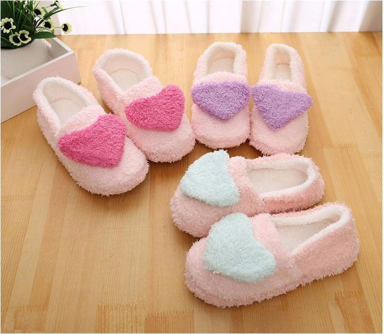 Ladies' Terry Cloth Hearts Plush Fur Booties for Home