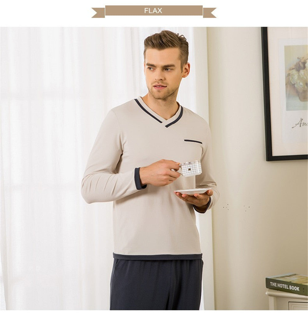 High-end brand Men's Pajamas Spring Long Sleeve v-neck Pyjamas