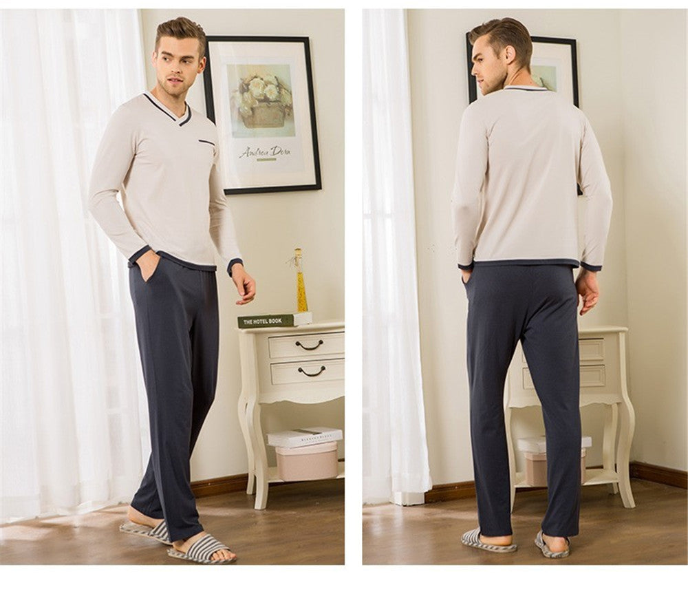 High-end brand Men's Pajamas Spring Long Sleeve v-neck Pyjamas