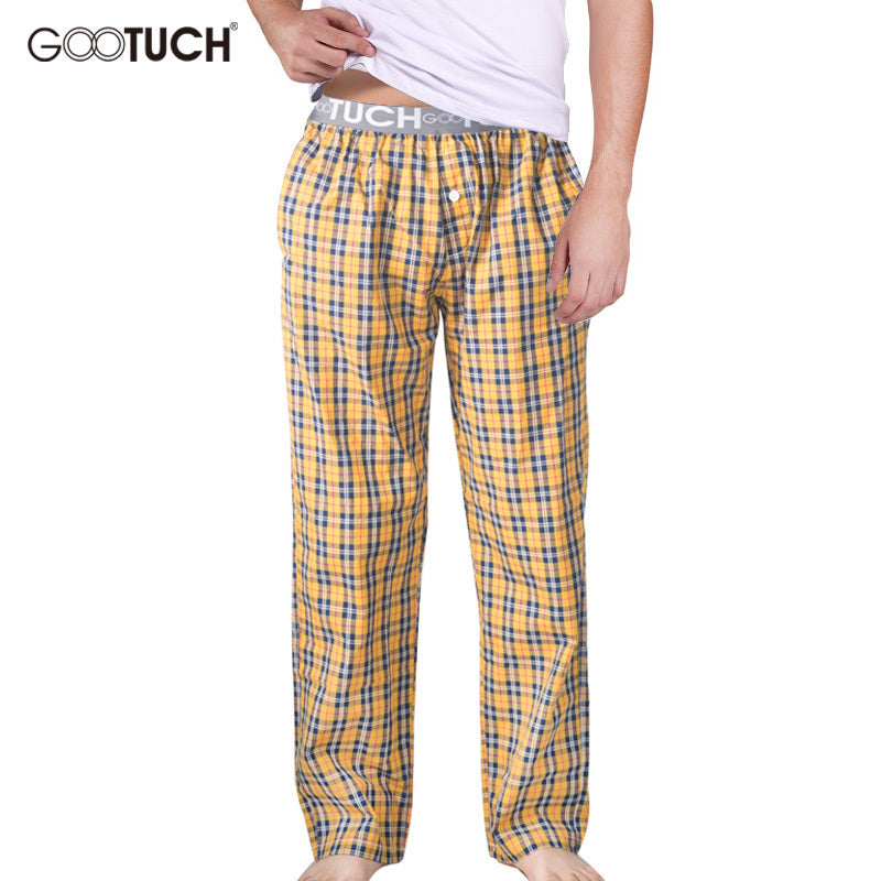 Men's Plaid Sleep Bottoms Wide Elastic Waist Band