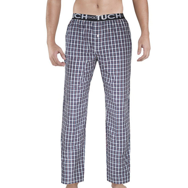 Men's Plaid Sleep Bottoms Wide Elastic Waist Band