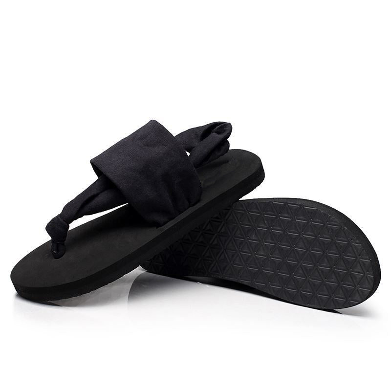 Women's Cross-Tied Fabric Strap Flip Flop Sandals