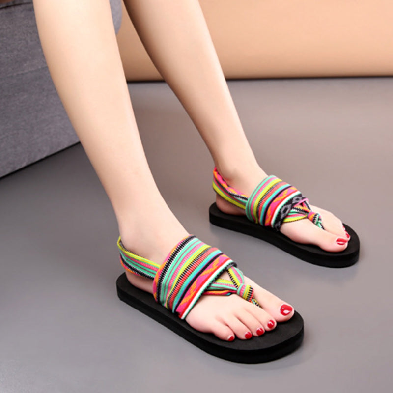 Women's Cross-Tied Fabric Strap Flip Flop Sandals