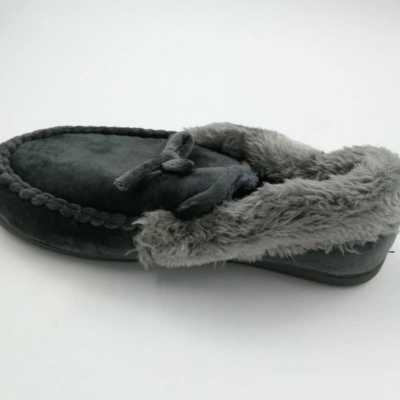 Soft Keep Warm Solid Plush Home Grey Brown Indoor Shoes