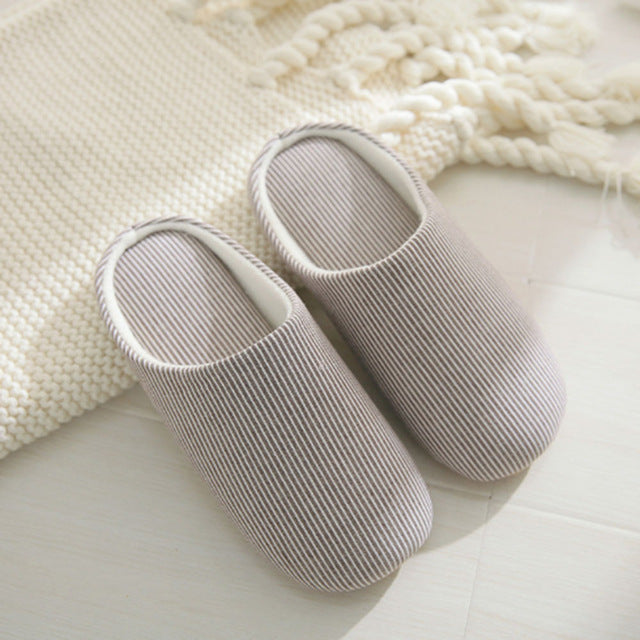 Unisex Cotton Pinstripe Slippers