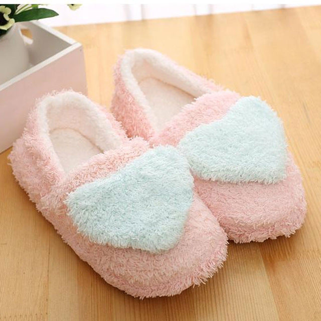 Ladies' Terry Cloth Hearts Plush Fur Booties for Home