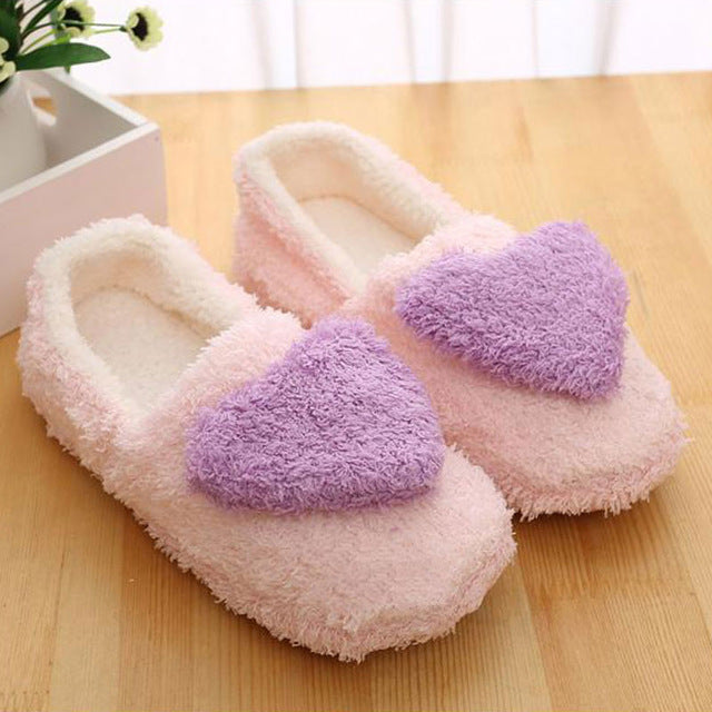 Ladies' Terry Cloth Hearts Plush Fur Booties for Home