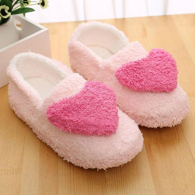 Ladies' Terry Cloth Hearts Plush Fur Booties for Home
