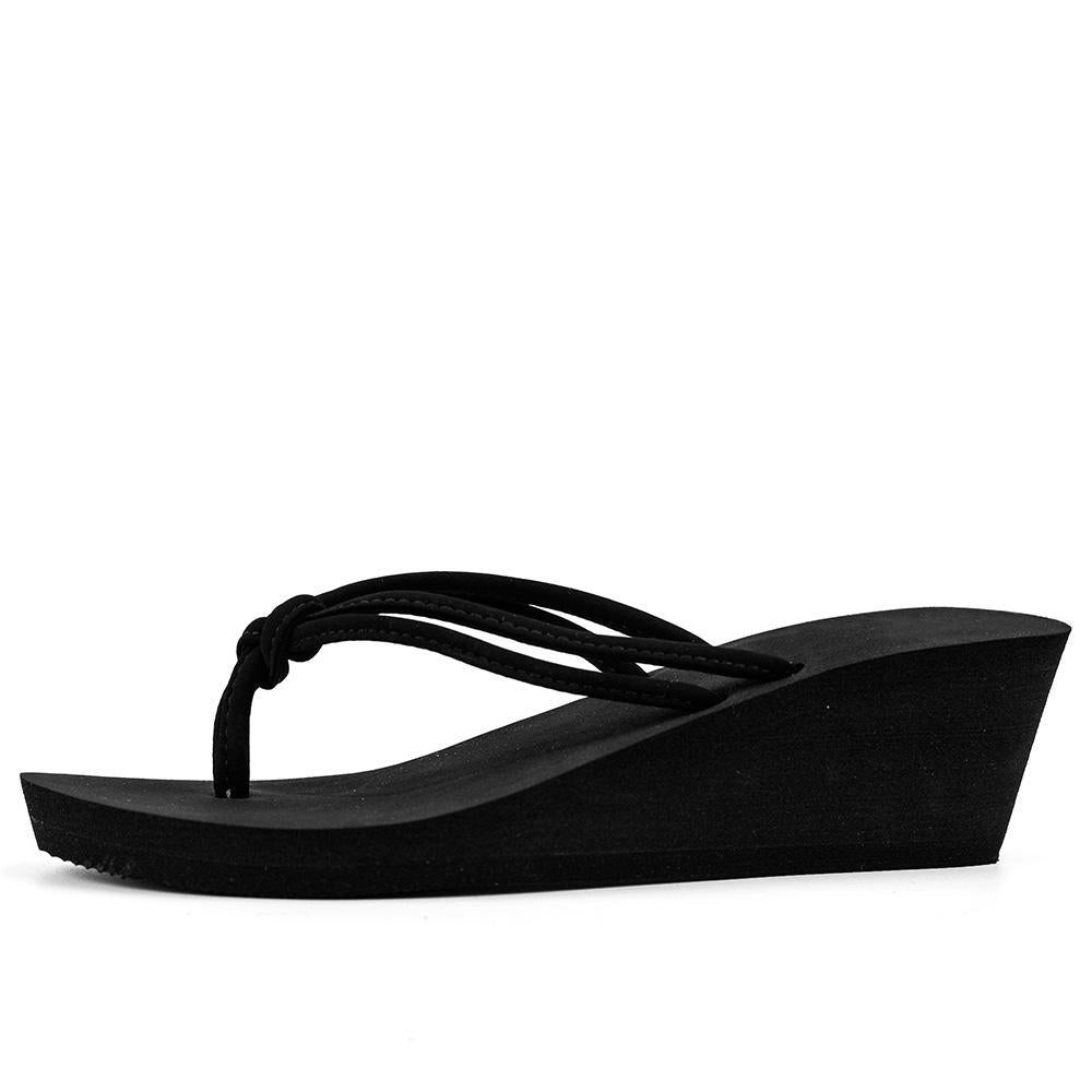 Women's Leather Strap Rubber Sole Platform Sandals