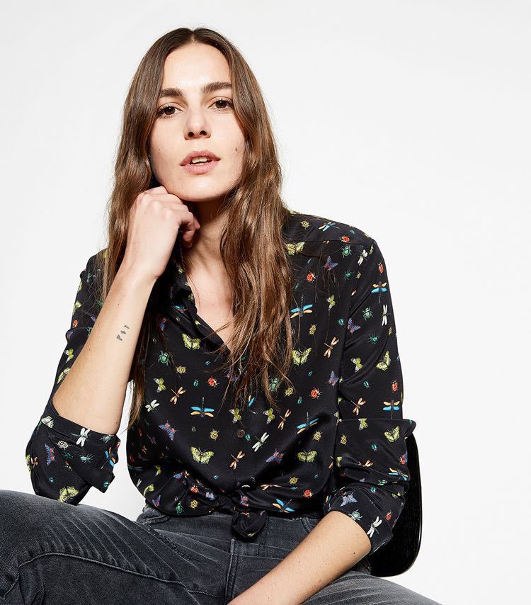 Women's Butterfly Long Sleeve Silk Shirt