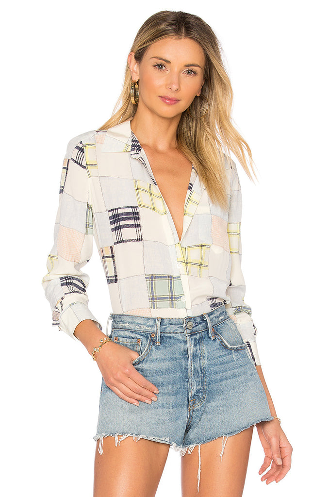 Silk Women Colorful Plaid Print Long Sleeve Shirt