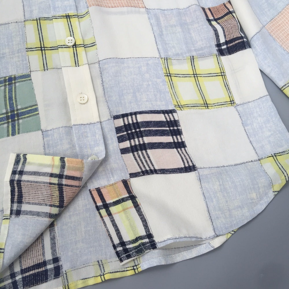 Silk Women Colorful Plaid Print Long Sleeve Shirt