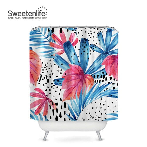 Exotic Birds & Flowers Bath Curtains, with 12 Hooks