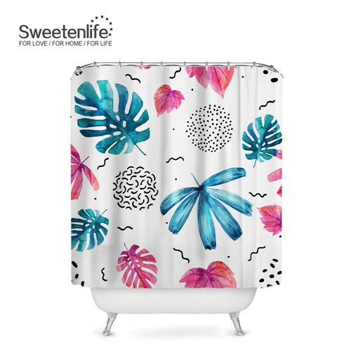 Exotic Birds & Flowers Bath Curtains, with 12 Hooks