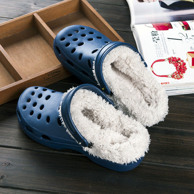 Winter Fur Lined Waterproof Rubber Clogs